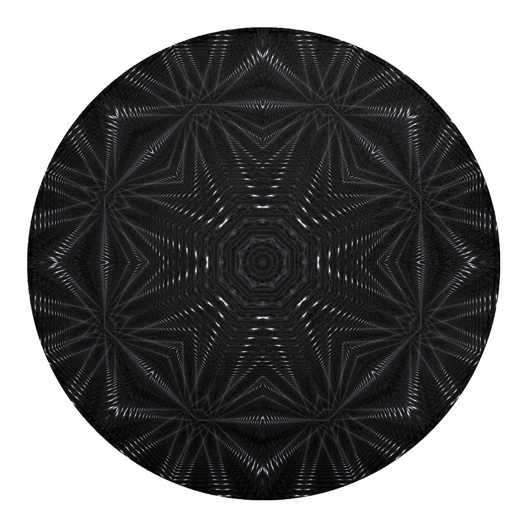 Black Kaleidoscope Print Round Blanket