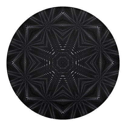 Black Kaleidoscope Print Round Blanket