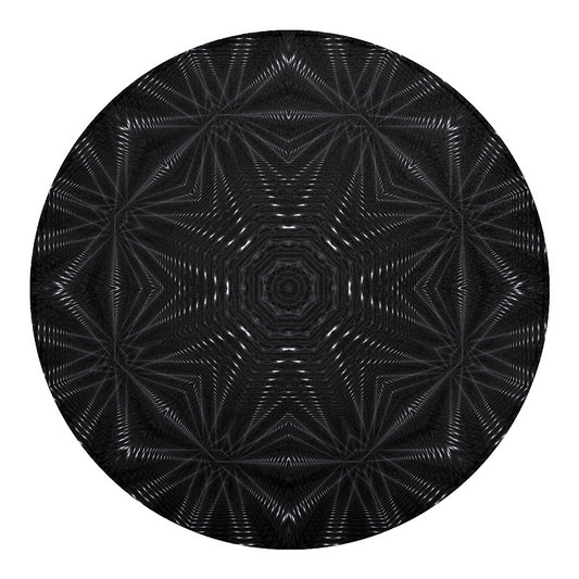 Black Kaleidoscope Print Round Blanket