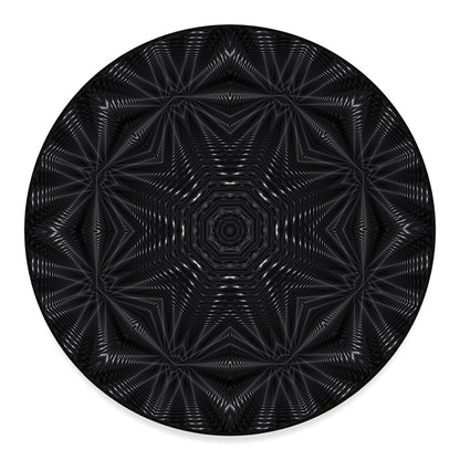 Black Kaleidoscope Print Round Floor Mat