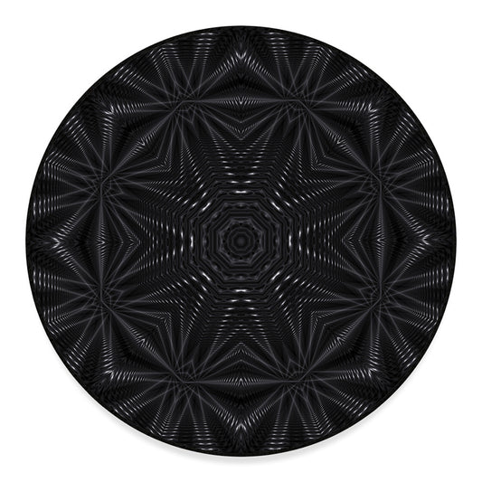 Black Kaleidoscope Print Round Floor Mat