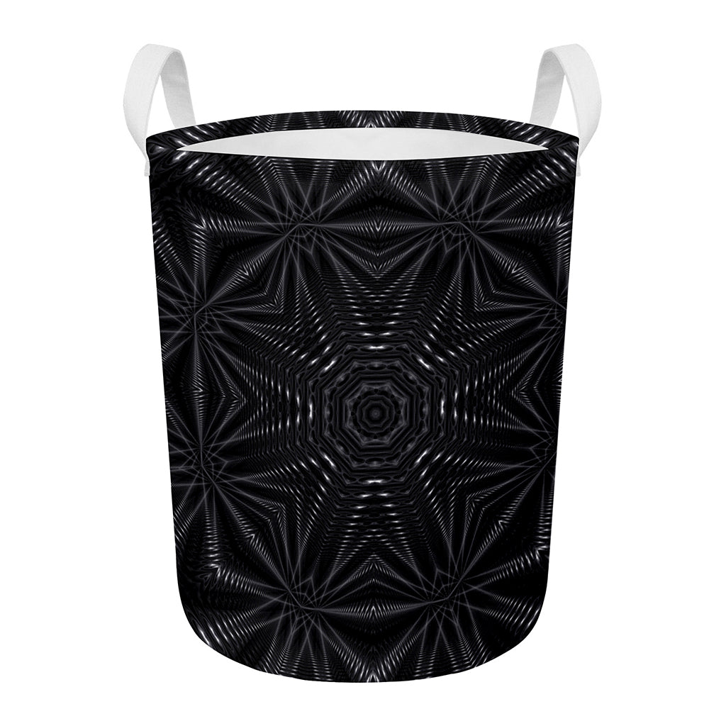 Black Kaleidoscope Print Round Laundry Basket
