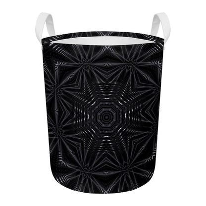 Black Kaleidoscope Print Round Laundry Basket