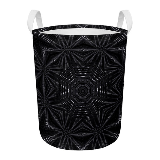 Black Kaleidoscope Print Round Laundry Basket