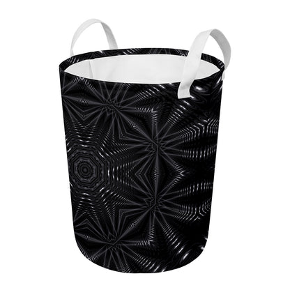 Black Kaleidoscope Print Round Laundry Basket