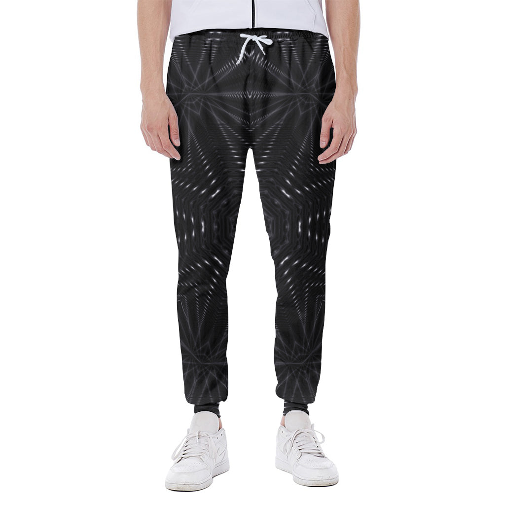 Black Kaleidoscope Print Scuba Joggers