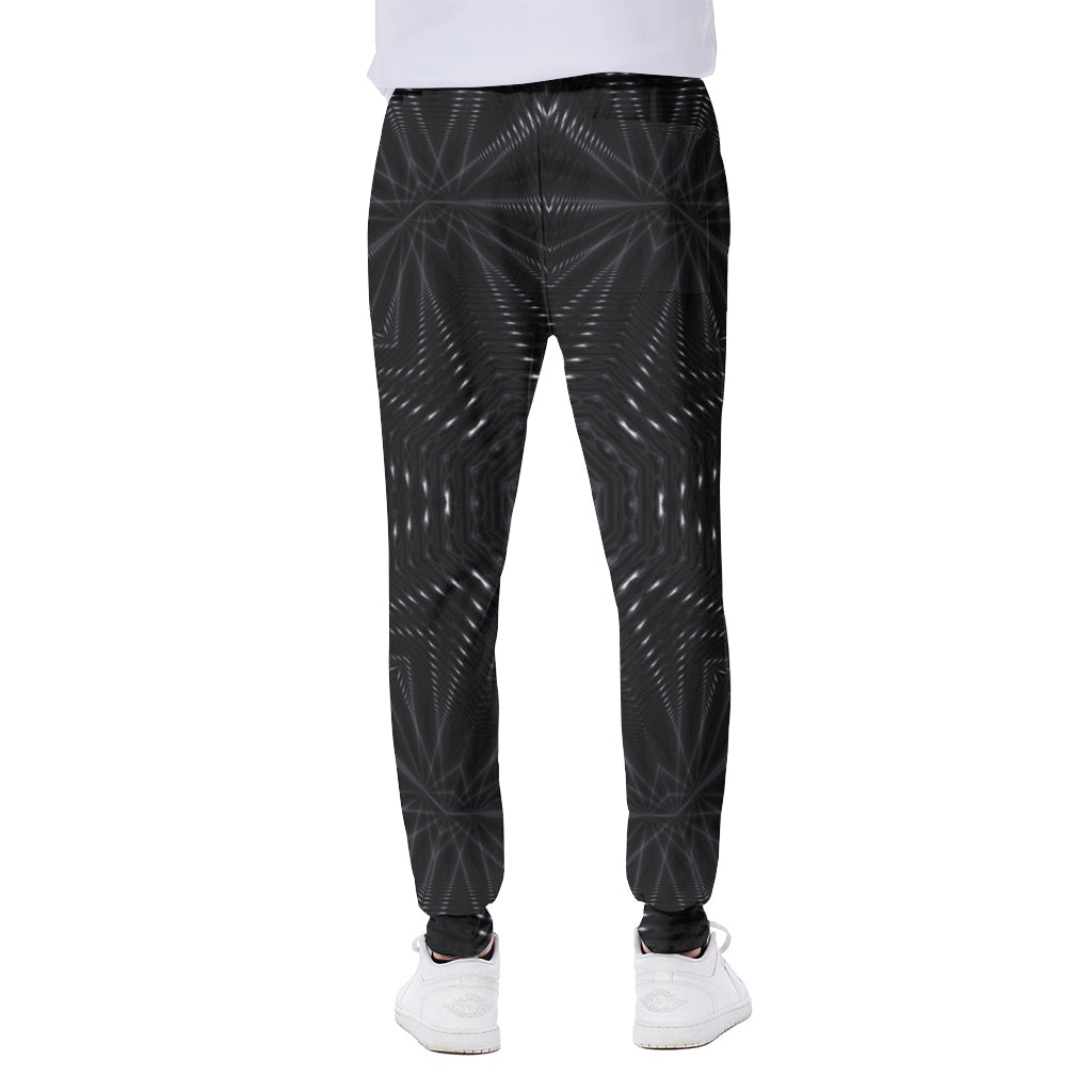 Black Kaleidoscope Print Scuba Joggers