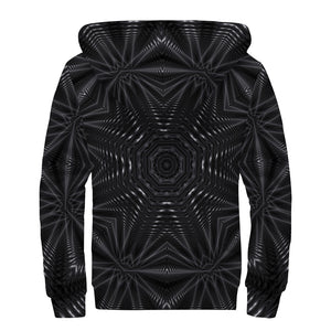Black Kaleidoscope Print Sherpa Lined Zip Up Hoodie