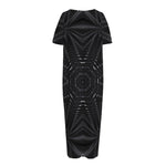 Black Kaleidoscope Print Short Sleeve Long Nightdress