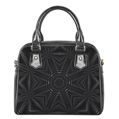 Black Kaleidoscope Print Shoulder Handbag