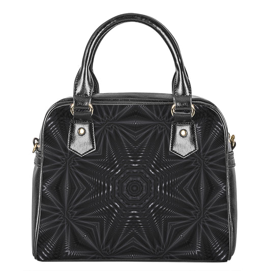 Black Kaleidoscope Print Shoulder Handbag
