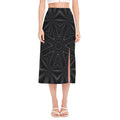 Black Kaleidoscope Print Side Slit Midi Skirt