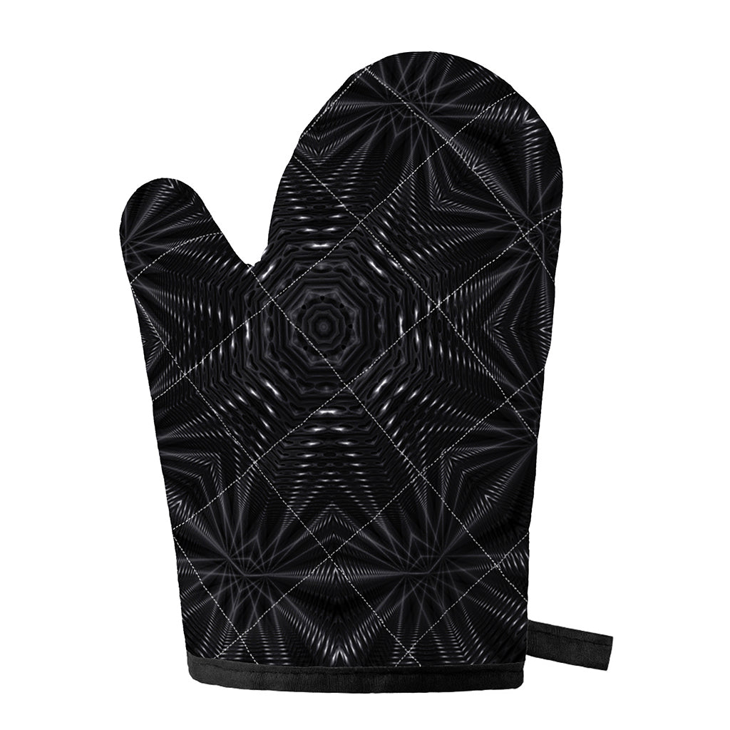 Black Kaleidoscope Print Single Oven Mitt
