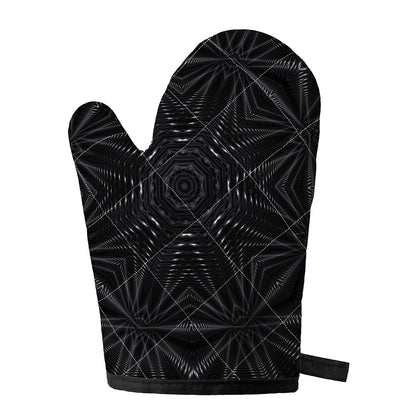 Black Kaleidoscope Print Single Oven Mitt