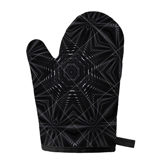 Black Kaleidoscope Print Single Oven Mitt