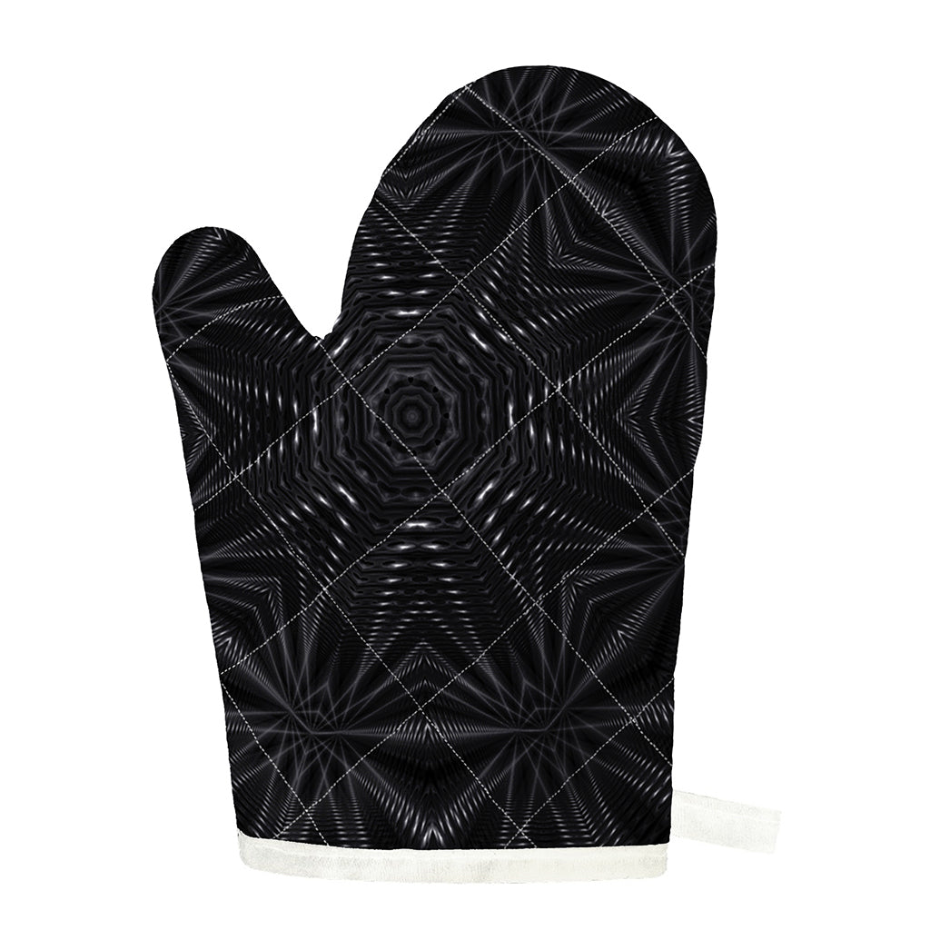 Black Kaleidoscope Print Single Oven Mitt