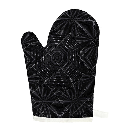 Black Kaleidoscope Print Single Oven Mitt