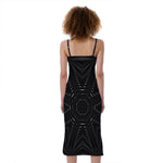 Black Kaleidoscope Print Slim Fit Midi Cami Dress