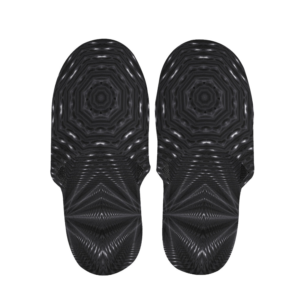 Black Kaleidoscope Print Slippers