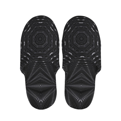 Black Kaleidoscope Print Slippers