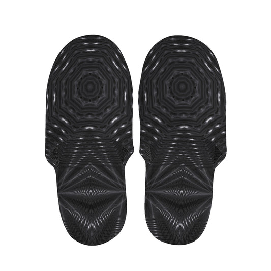 Black Kaleidoscope Print Slippers