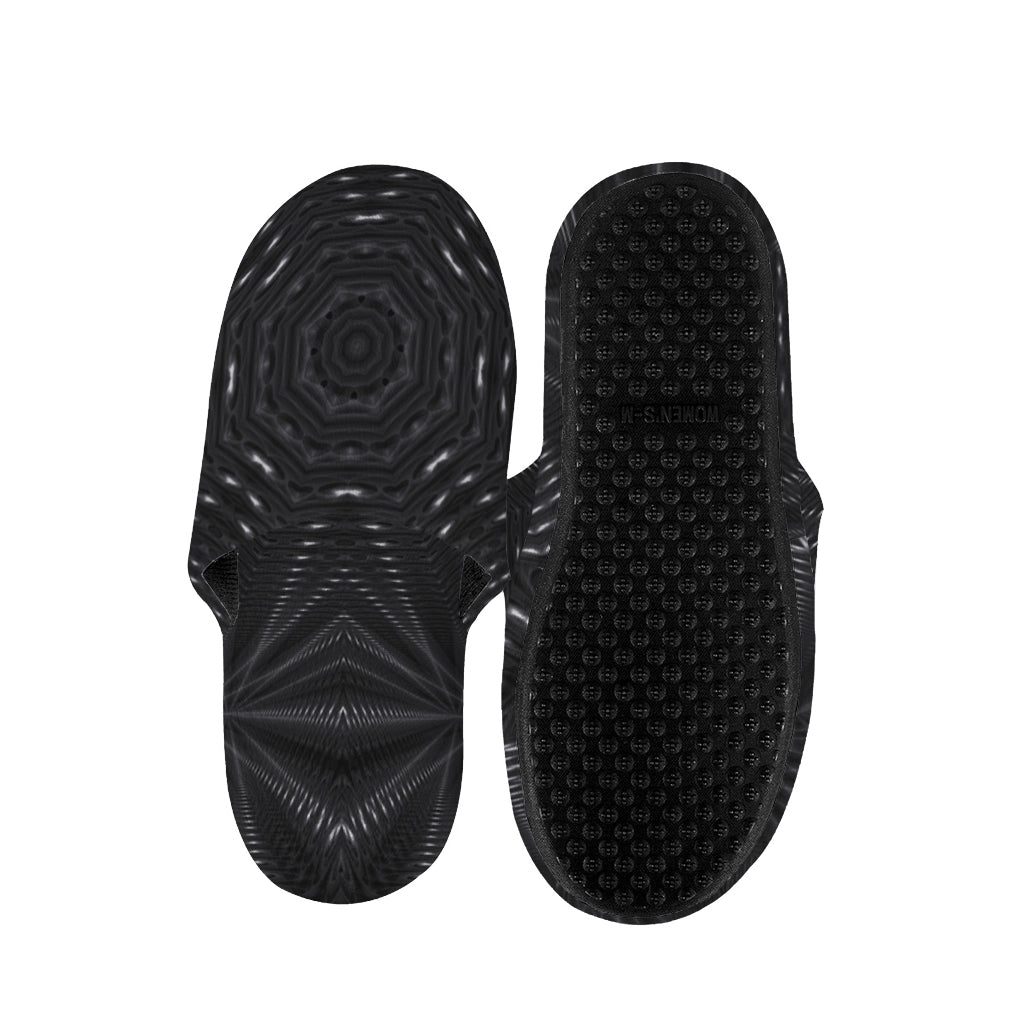 Black Kaleidoscope Print Slippers
