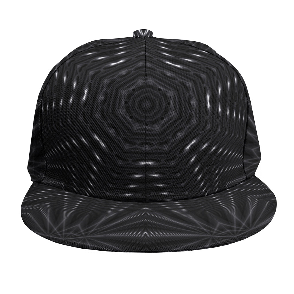 Black Kaleidoscope Print Snapback Cap