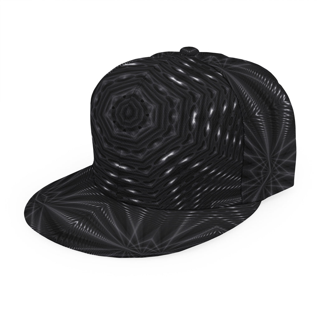 Black Kaleidoscope Print Snapback Cap