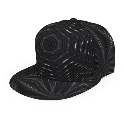 Black Kaleidoscope Print Snapback Cap