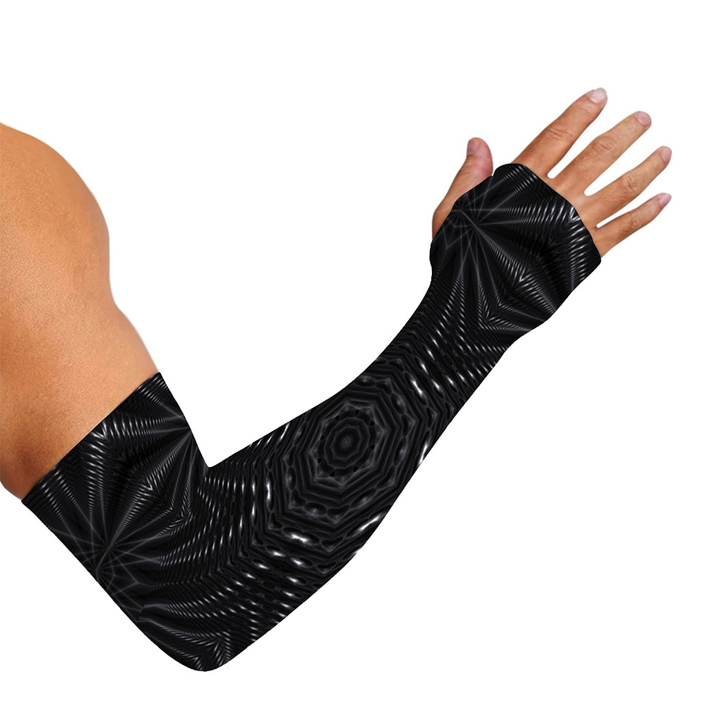 Black Kaleidoscope Print Sun Protection Arm Sleeves