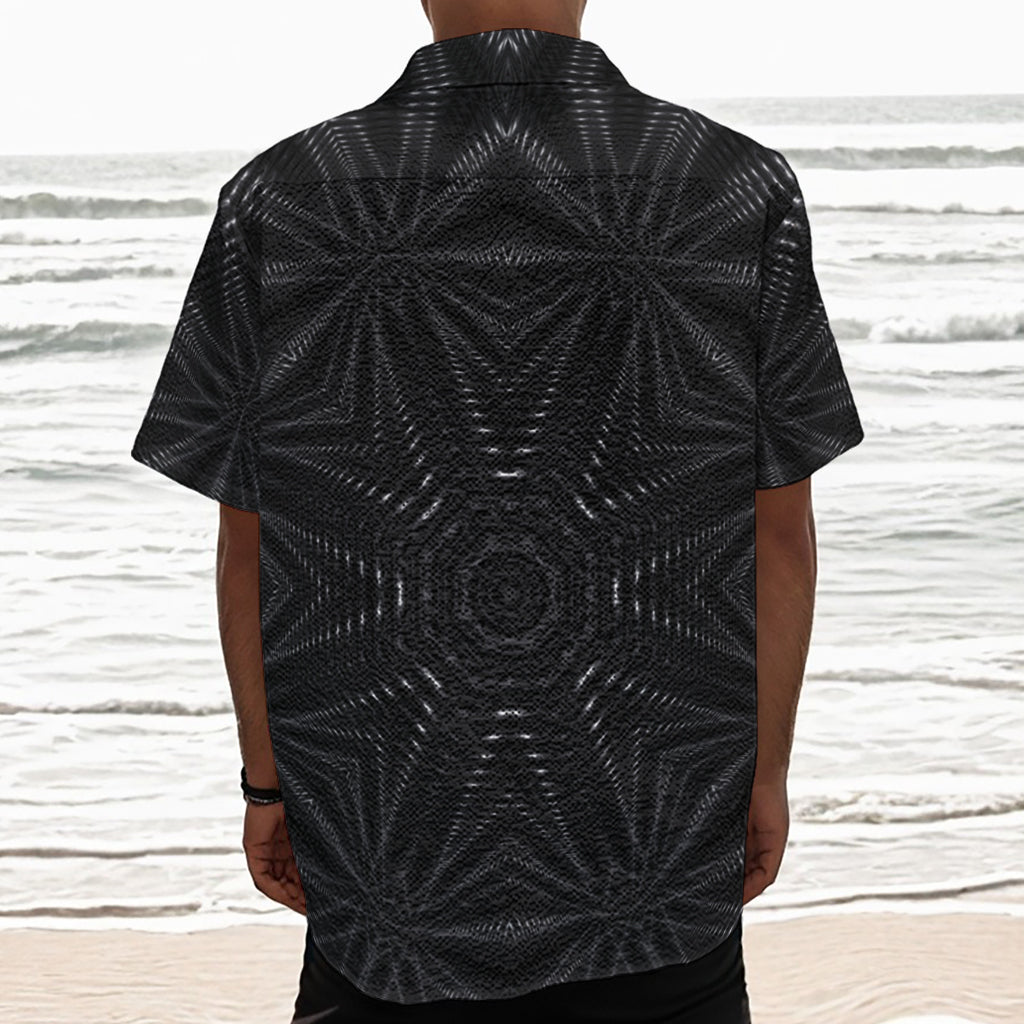 Black Kaleidoscope Print Textured Short Sleeve Shirt