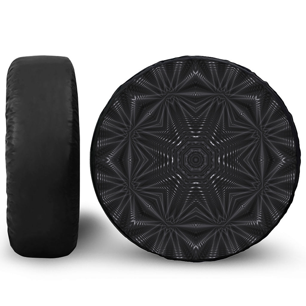 Black Kaleidoscope Print Tire Cover