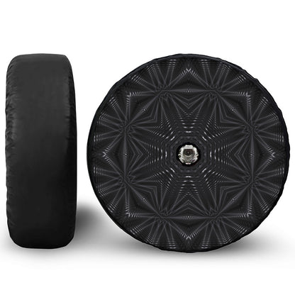 Black Kaleidoscope Print Tire Cover With Camera Hole