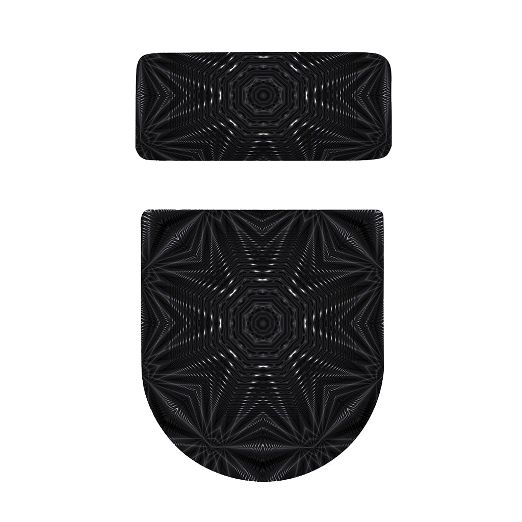 Black Kaleidoscope Print Toilet Lid And Tank Cover Set