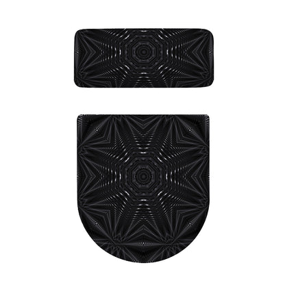 Black Kaleidoscope Print Toilet Lid And Tank Cover Set