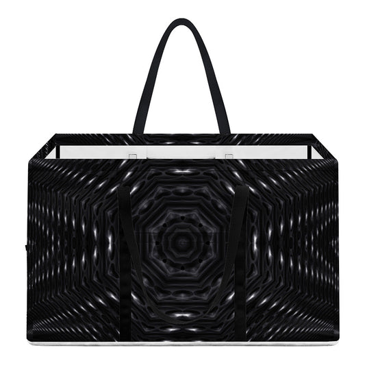 Black Kaleidoscope Print Utility Tote Bag