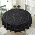 Black Kaleidoscope Print Waterproof Round Tablecloth
