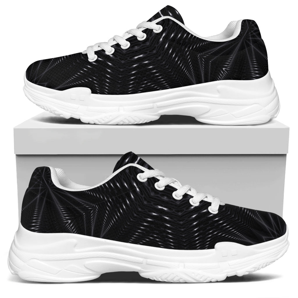 Black Kaleidoscope Print White Chunky Shoes