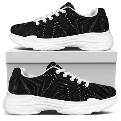 Black Kaleidoscope Print White Chunky Shoes