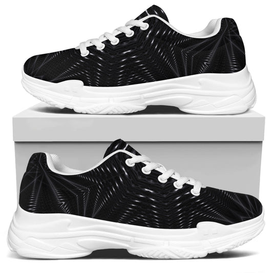Black Kaleidoscope Print White Chunky Shoes