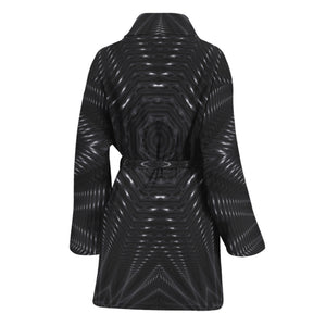 Black Kaleidoscope Print Women's Bathrobe