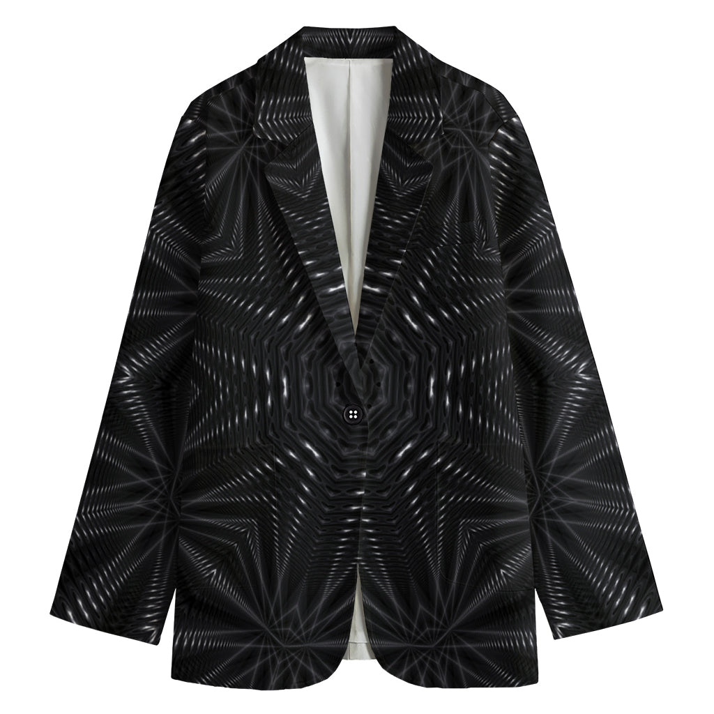 Black Kaleidoscope Print Women's Cotton Blazer