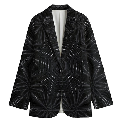 Black Kaleidoscope Print Women's Cotton Blazer