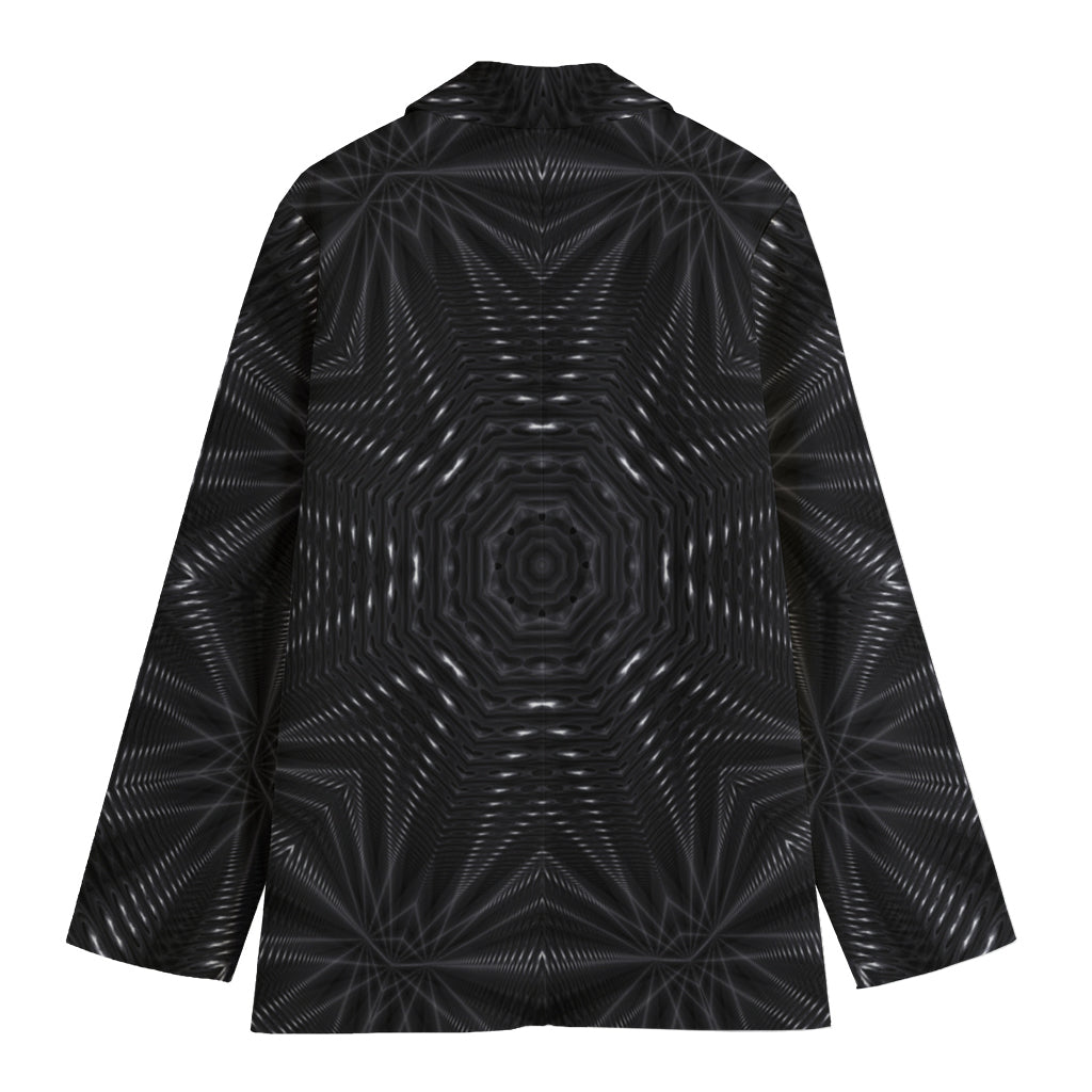 Black Kaleidoscope Print Women's Cotton Blazer