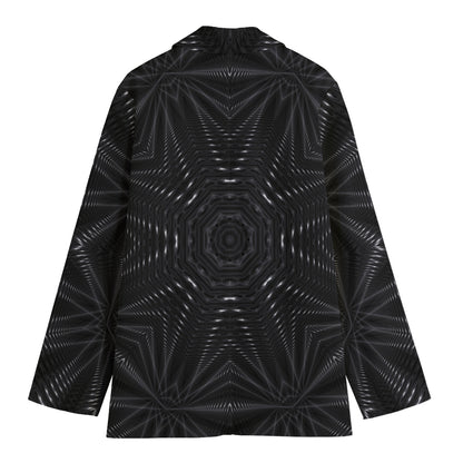 Black Kaleidoscope Print Women's Cotton Blazer