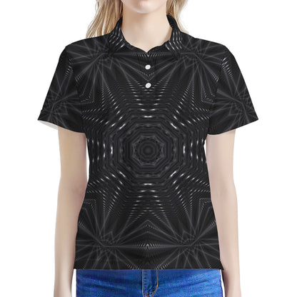 Black Kaleidoscope Print Women's Polo Shirt