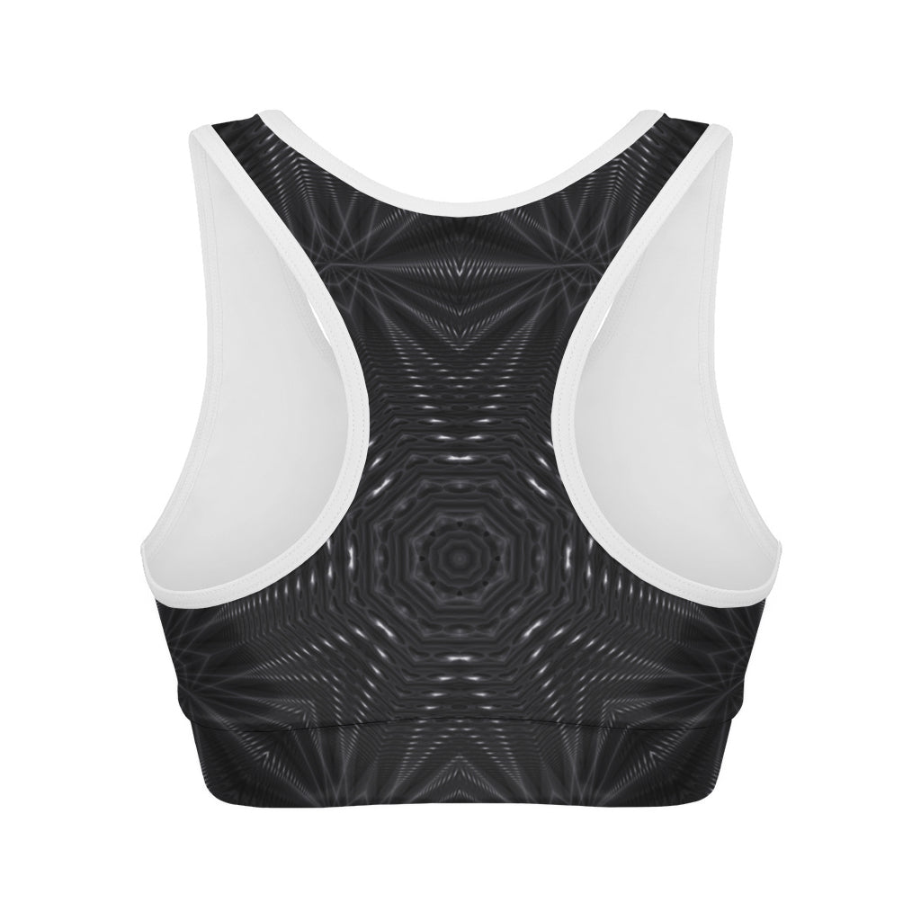 Black Kaleidoscope Print Women's Sports Bra