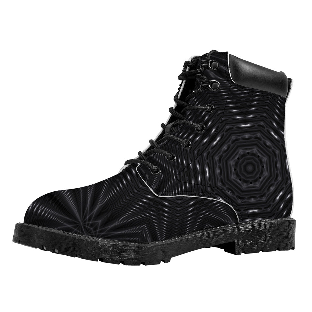 Black Kaleidoscope Print Work Boots