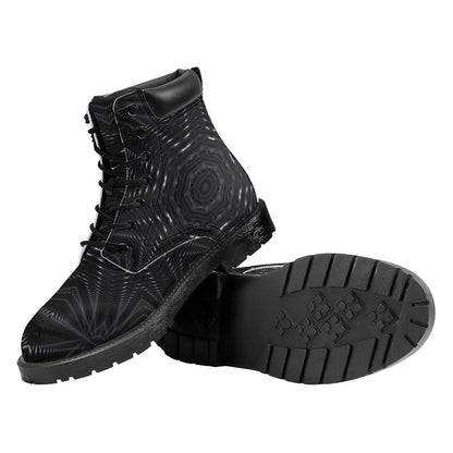 Black Kaleidoscope Print Work Boots