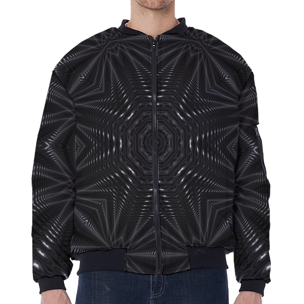 Black Kaleidoscope Print Zip Sleeve Bomber Jacket